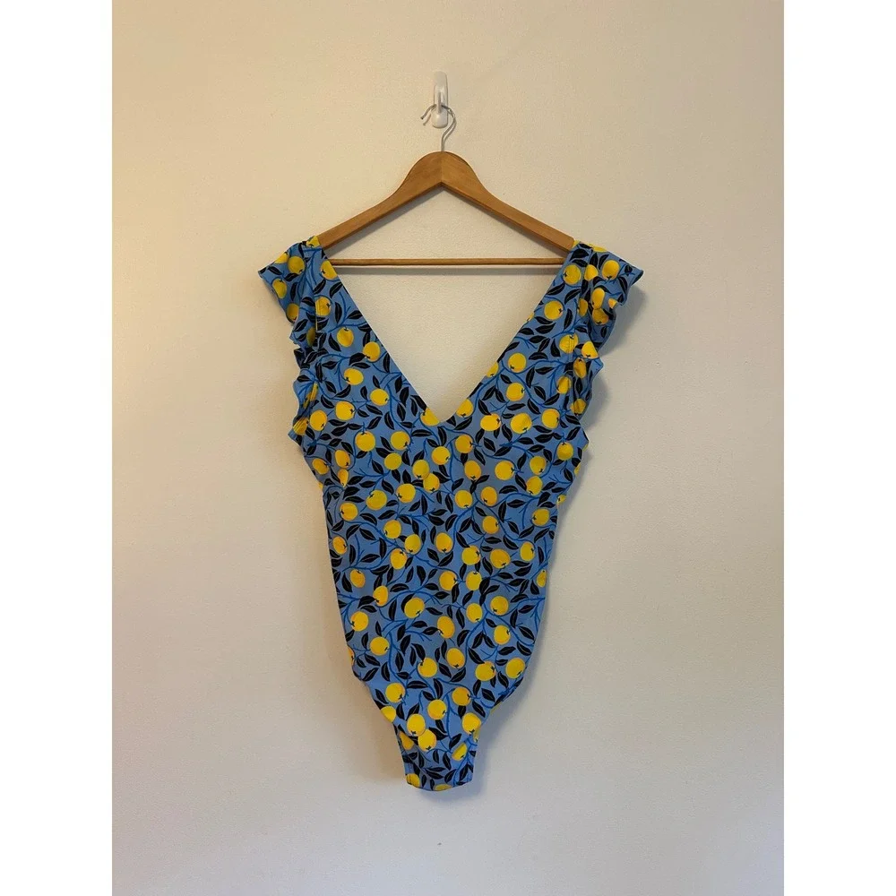 Summersalt x Diane von Furstenberg Ruffle Backflip Lemon Swimsuit | Size 18